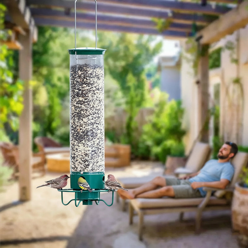 Squirrel-Proof Spinning Bird Feeder - Weight-Activated Hanging Seed Dispenser