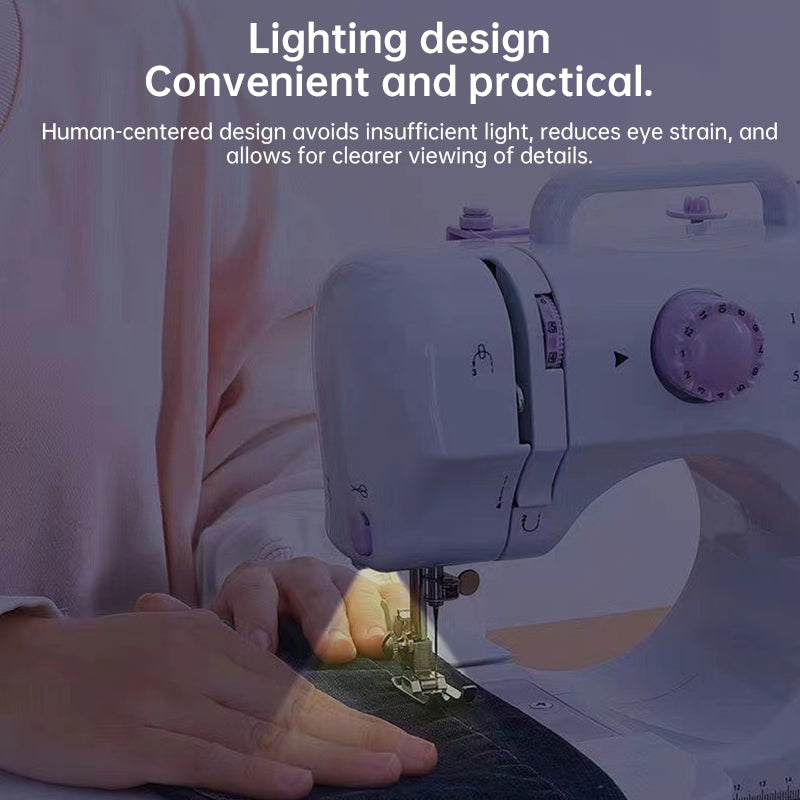 Portable Electric Sewing Machine for Home Use - Adjustable Speed, Backstitch and 12 Stitches for Beginners
