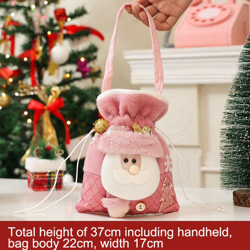Christmas Glitter Gift Bag - Festive Candy & Present Bag in Santa Claus, Snowman & Reindeer Designs
