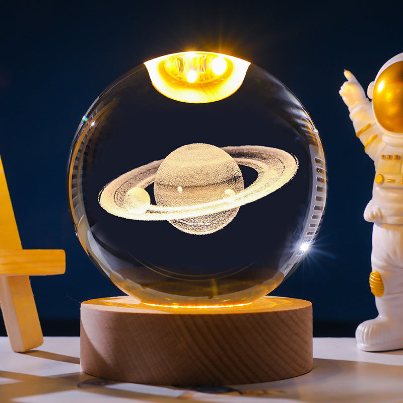 3D Crystal Ball Ornament with LED Touch Base – Micro Landscape Desk Decor Gift (6cm & 8cm)