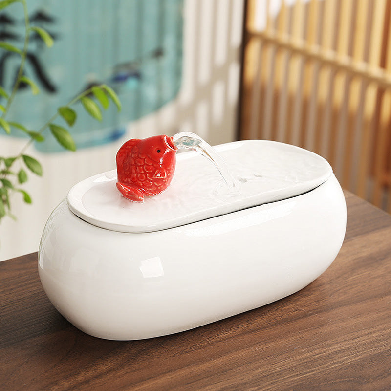 Ceramic Flowing Water Ornament – Chinese Style Feng Shui Desktop Decoration