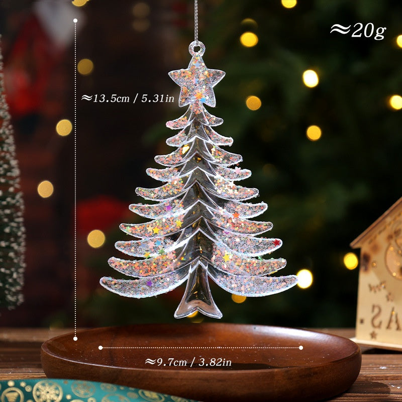 Christmas Decorative Creative Hanging Ornament Acrylic Transparent Snowflake Crystal Pendant Ice Crystal Hanging Decoration for Christmas Tree