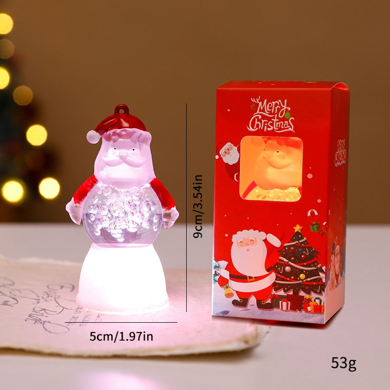 Glowing Christmas Character Bubble Light Ornament - Santa & Snowman Festive Decoration
