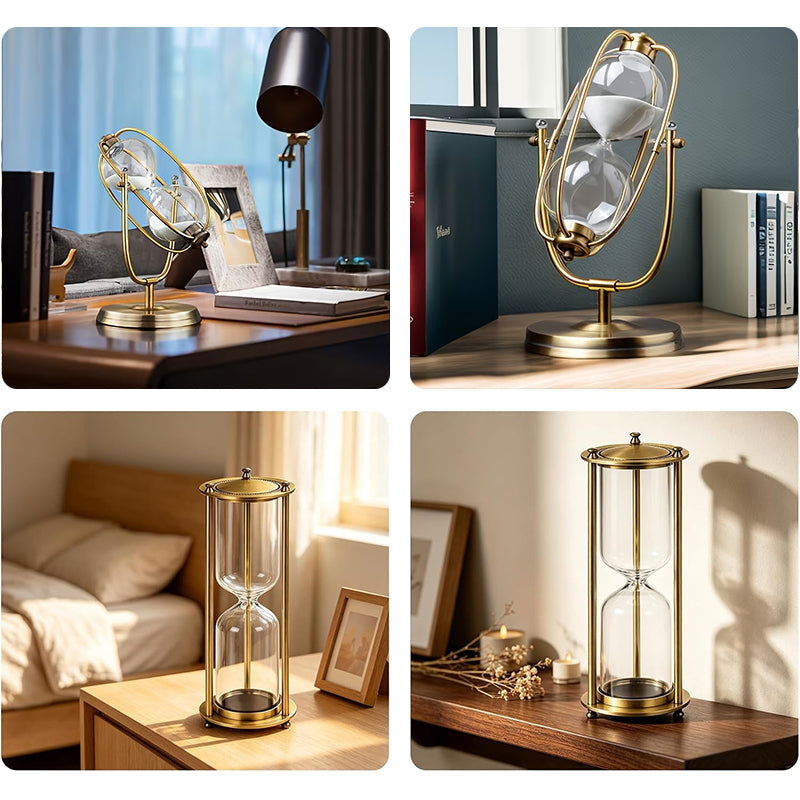 Vintage Metal Hourglass Sand Clock - Retro Desk Decoration for Home, Office & Study