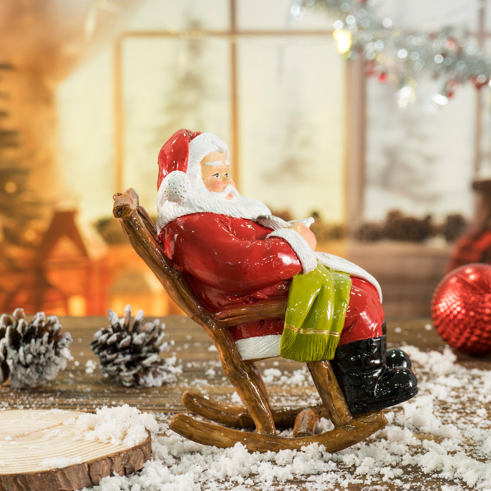 Lounge Chair Santa Claus Resin Figurine - Festive Desktop Ornament & Christmas Decoration