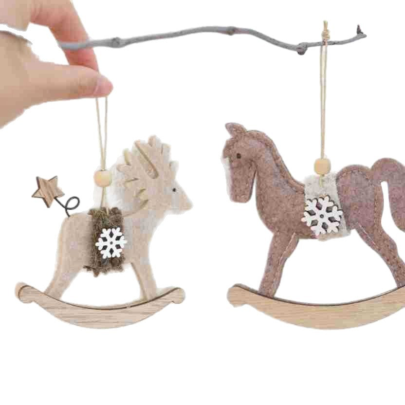 Christmas Nordic Felt Deer and Horse Decorations for Christmas Tree Hotel Window Display DIY Hanging Ornaments