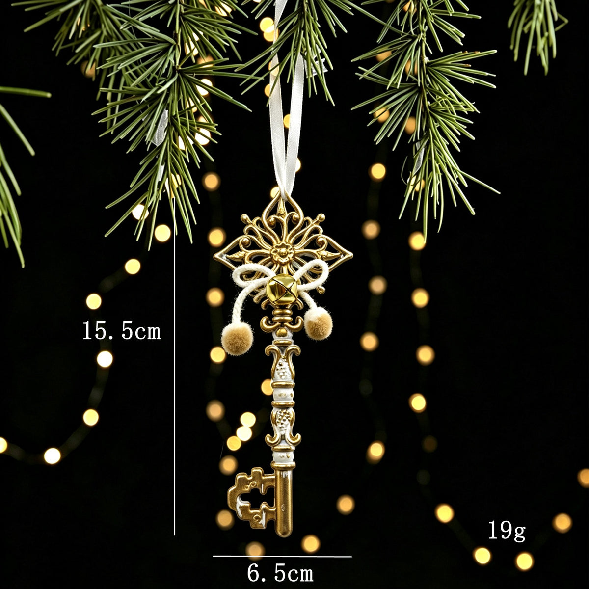 Christmas Tree Ornament White Gold Vintage Style Plastic Decoration Snowflake Reindeer Christmas Tree Decor