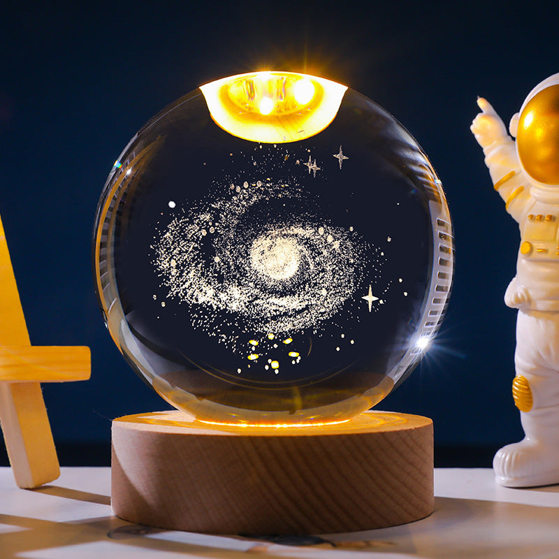 3D Crystal Ball Ornament with LED Touch Base – Micro Landscape Desk Decor Gift (6cm & 8cm)