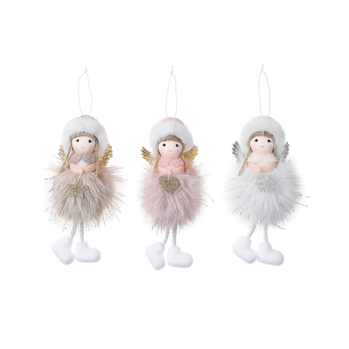 Christmas Angel Plush Hat Girl Doll Tree Ornament Holiday Decoration Party Decor