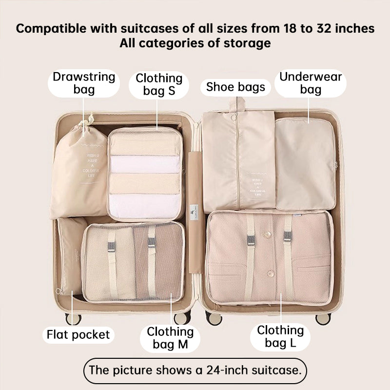 7-Piece Travel Packing Cubes Set - Luggage Organiser with Shoe Bag, 6 Colours