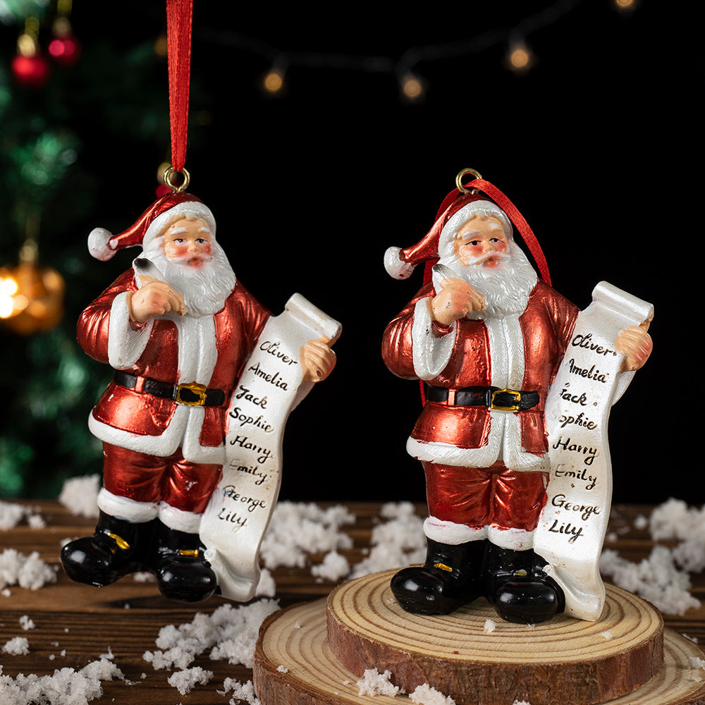 Santa Claus Wishlist Resin Christmas Tree Ornament – Festive Pendant Decoration