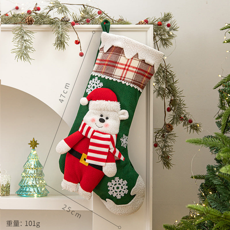 Christmas Stocking Hanging Decoration - Festive Tree & Mantelpiece Ornament in 8 Designs