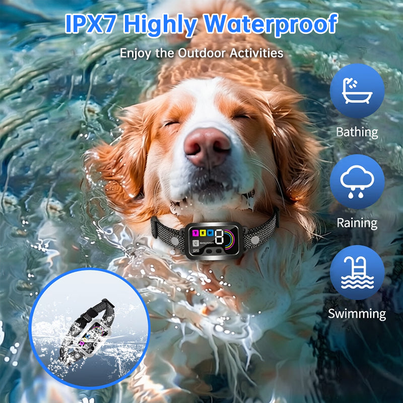 Smart Anti-Bark Dog Collar – Colour Screen, 8-Level Sensitivity & IP67 Waterproof