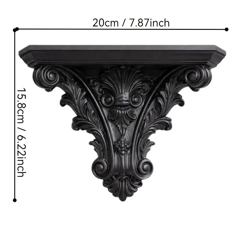 Gothic Floating Shelf – 3D Carved Wall Decor & Plant Display Stand