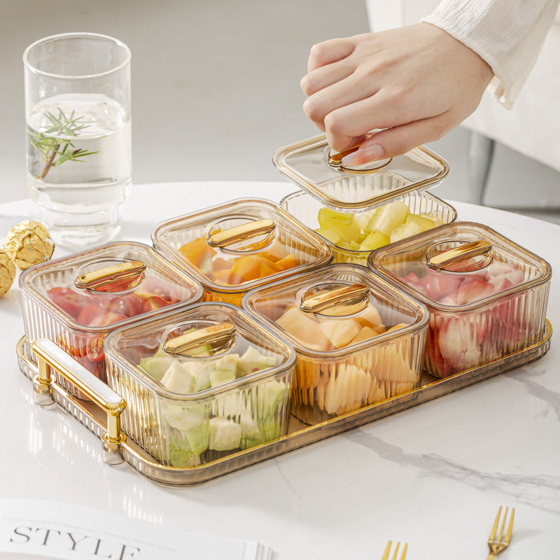 Transparent Serving Tray with Compartments – Fruit, Candy & Nut Storage Dish