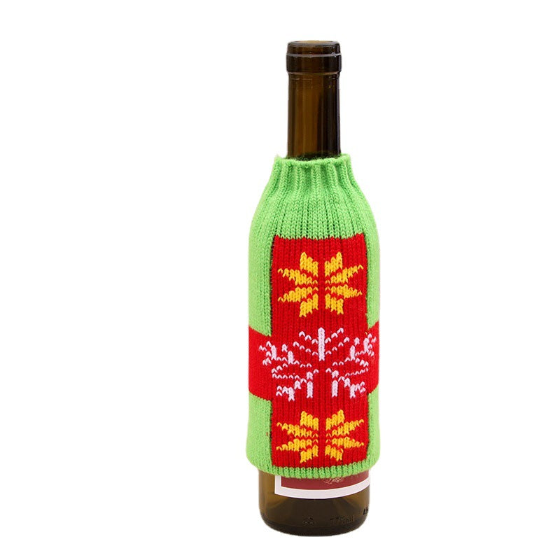 Christmas Home Furnishings High end Knitted Christmas Beer Bottle Cover Christmas Beer Bottle Decoration Bottle Cover