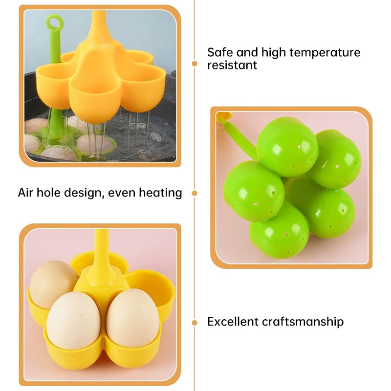 5-Hole Silicone Egg Boiling Tray - Food-Grade, High-Temp Resistant, with Drain Holes