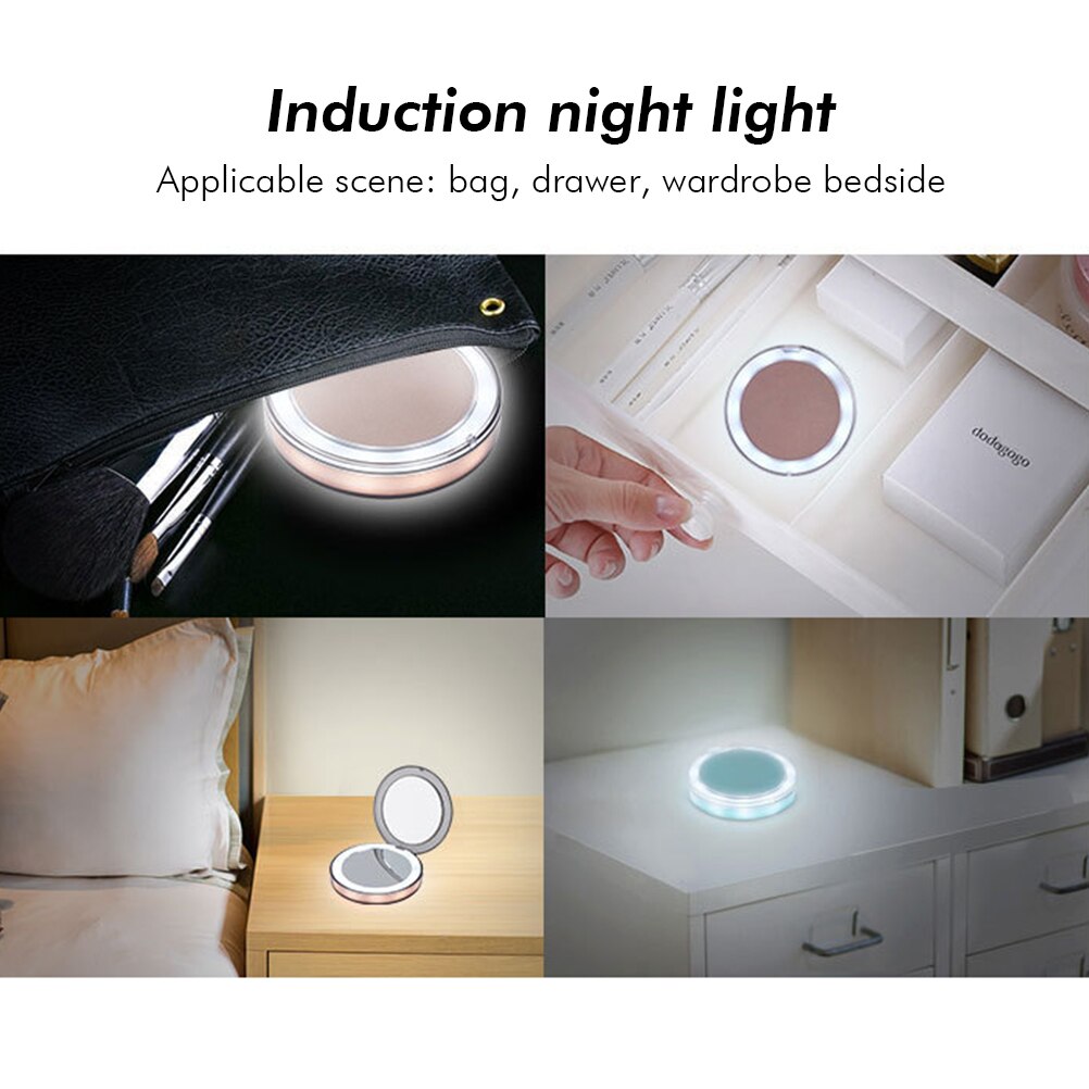 LED Lighted Foldable Compact Makeup Mirror - USB Rechargeable Vanity Mirror with 11 LEDs and 3x Magnification