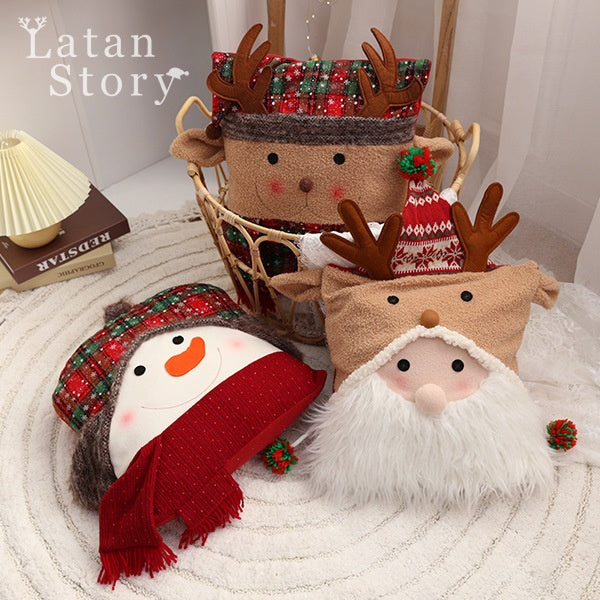 Christmas Decoration Scene Arrangement Ornament Creative Santa Claus Snowman Pillow Home Shop Decoration Gift Present