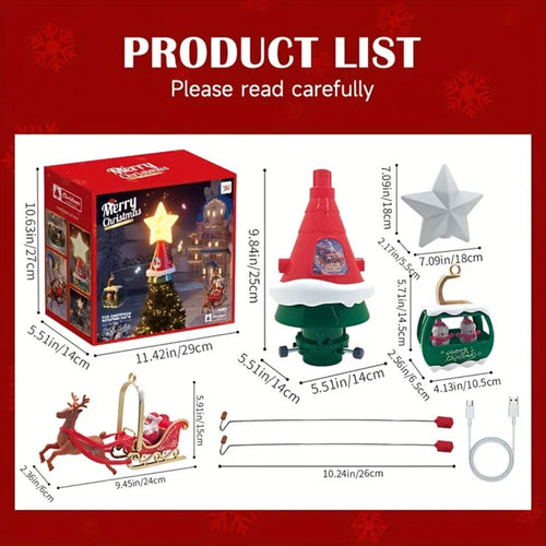 2025 Christmas Train & Tree Decor Set - Track Train with Music, Santa Theme, Kids Gift