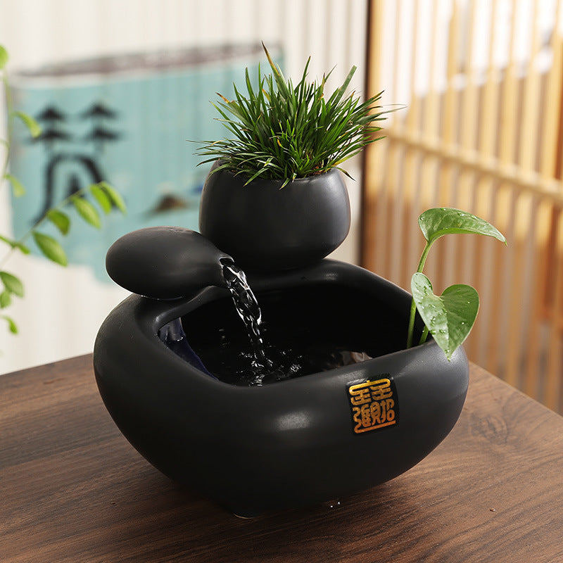 Ceramic Flowing Water Ornament – Chinese Style Feng Shui Desktop Decoration