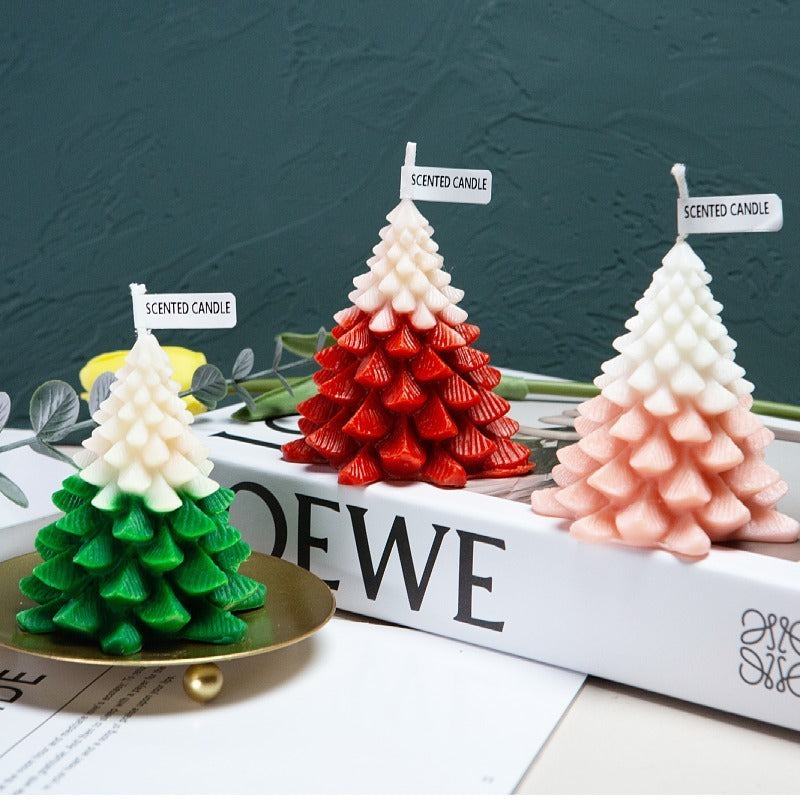 Christmas Tree Soy Wax Aromatherapy Candle - Festive Scented Decoration & Photography Prop