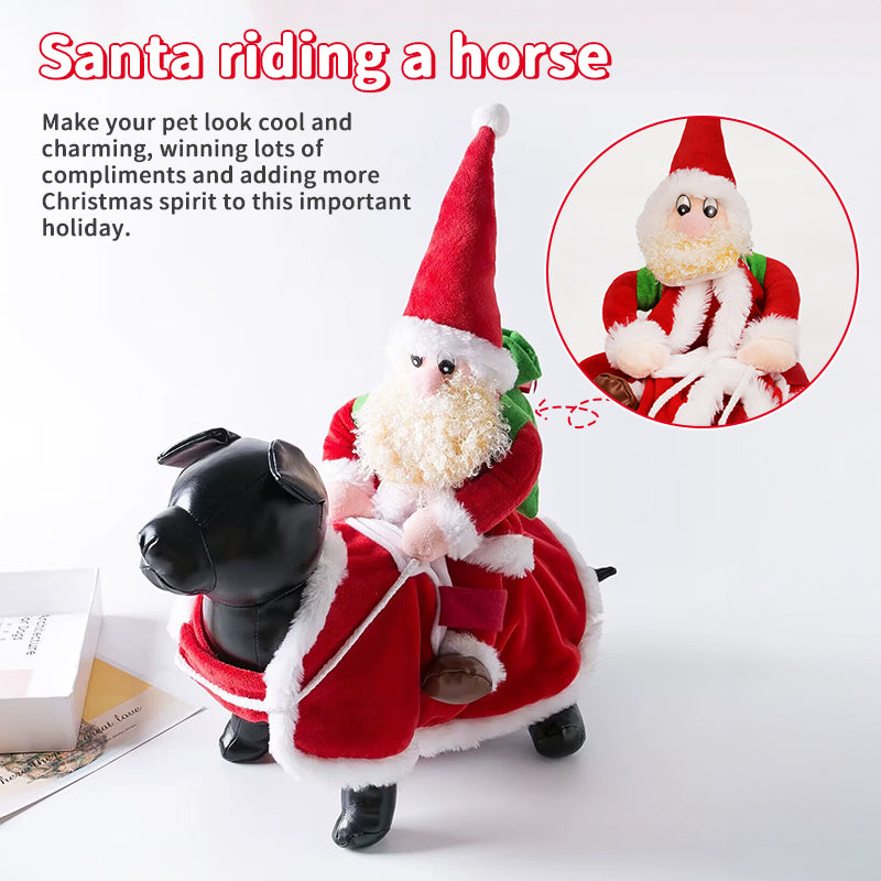 Santa Riding Dog Christmas Costume - Funny Festive Pet Outfit for Small & Large Dogs (S-XL)