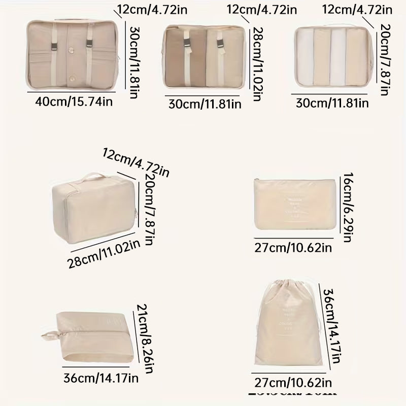 7-Piece Travel Packing Cubes Set - Luggage Organiser with Shoe Bag, 6 Colours