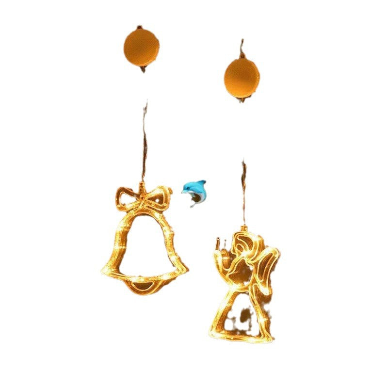 Christmas Decoration Scene Tree Setup Suction Cup Lights Mini Ornaments Holiday Decor Reindeer Small Props Hanging Decor