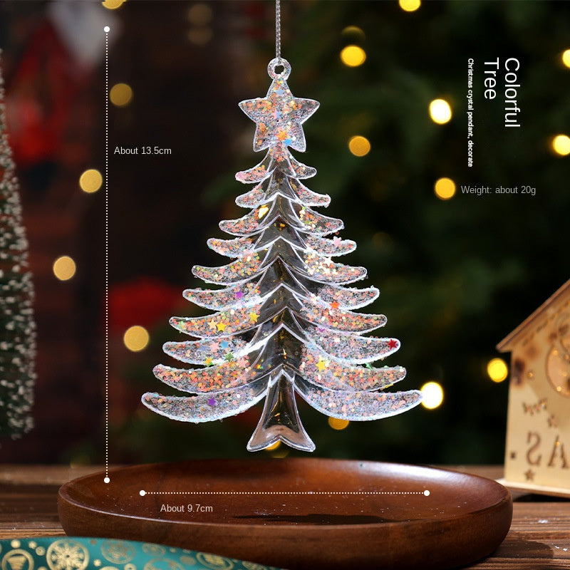 Christmas Decorative Hanging Ornament Acrylic Transparent Snowflake Crystal Pendant Ice Crystal Decoration for Christmas Tree