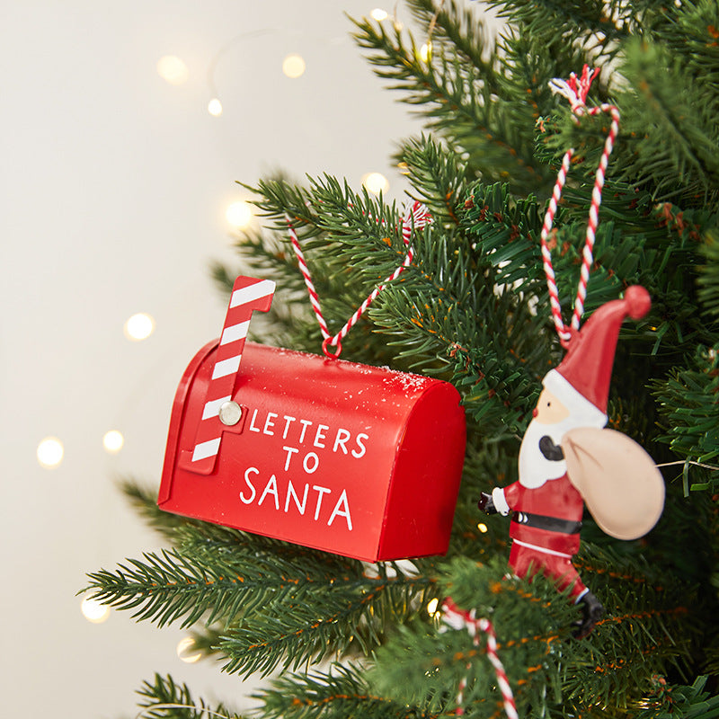 Painted Wrought Iron Christmas Tree Hanging Ornament - Santa, Snowman & Festive Designs