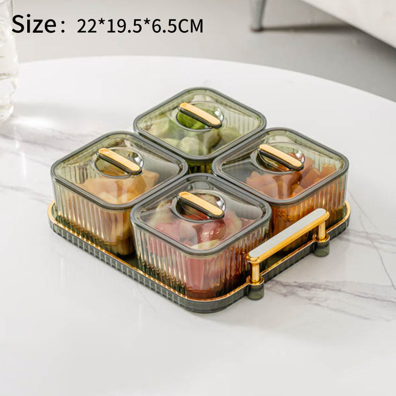 Transparent Serving Tray with Compartments – Fruit, Candy & Nut Storage Dish