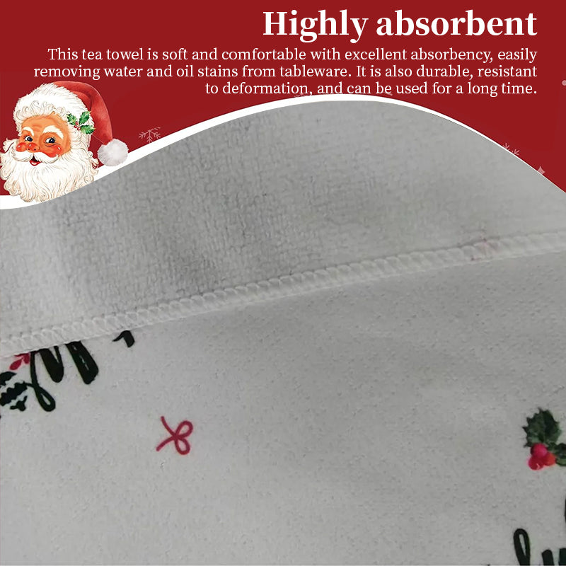 Christmas Kitchen Towels Set of 5 - Festive Superfine Microfibre Dish Cloths for Holiday Decor & Cleaning