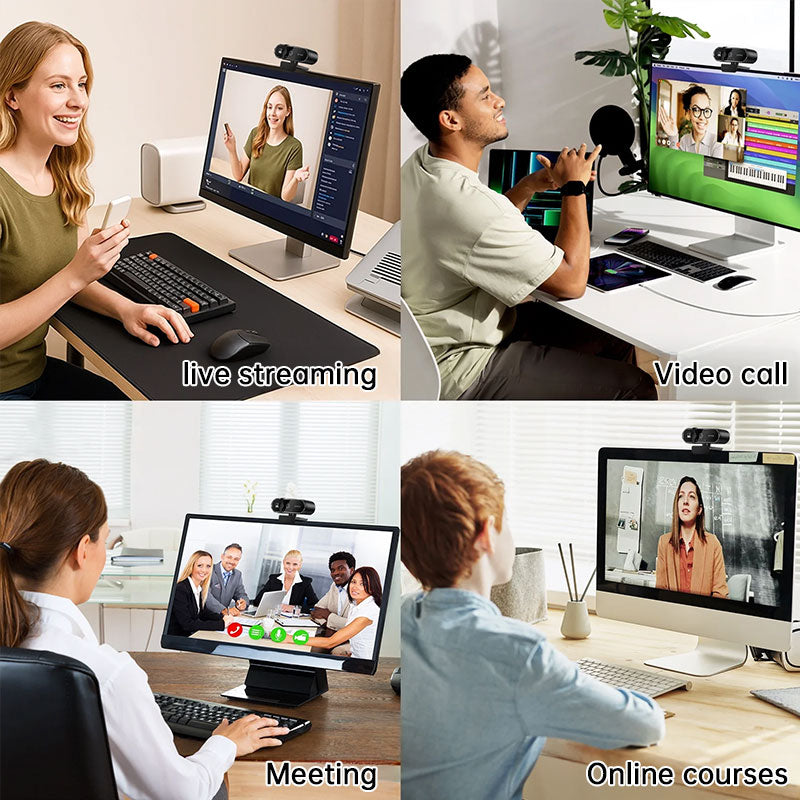 Mini USB Webcam with Microphone - Auto Focus HD Camera for PC and Laptop, 1080P, 2K and 4K, 30fps