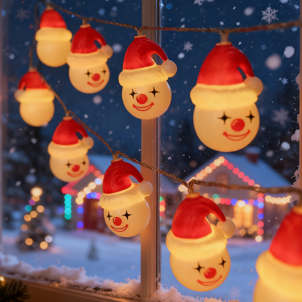 Christmas Joker Snowman LED Light String - Fun Festive Lights (Battery or USB)