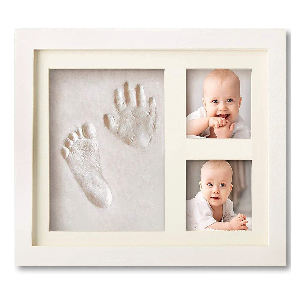 Baby Handprint & Footprint Keepsake Frame with Ink Pad – Newborn Gift
