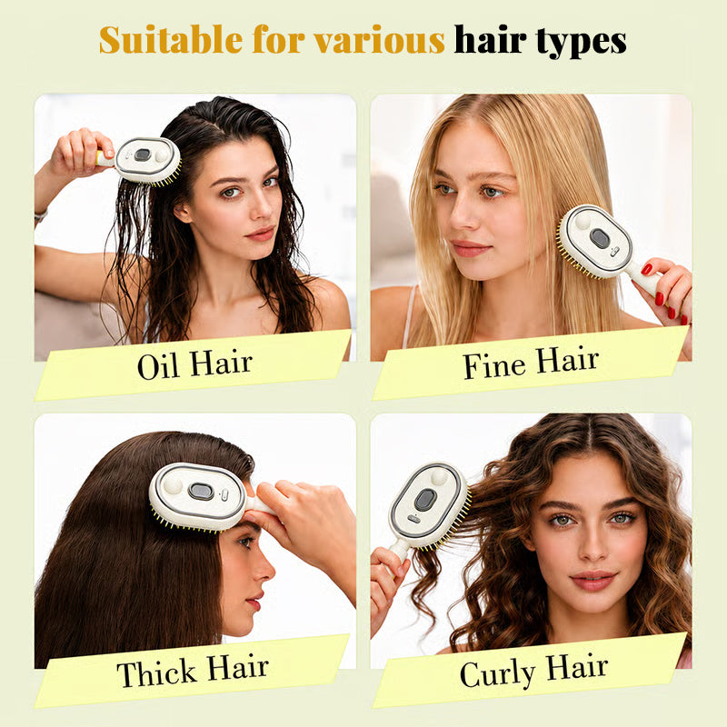 Ionic Steam Hair Brush - Electric Mist Straightening Comb for Smooth, Shiny Hair