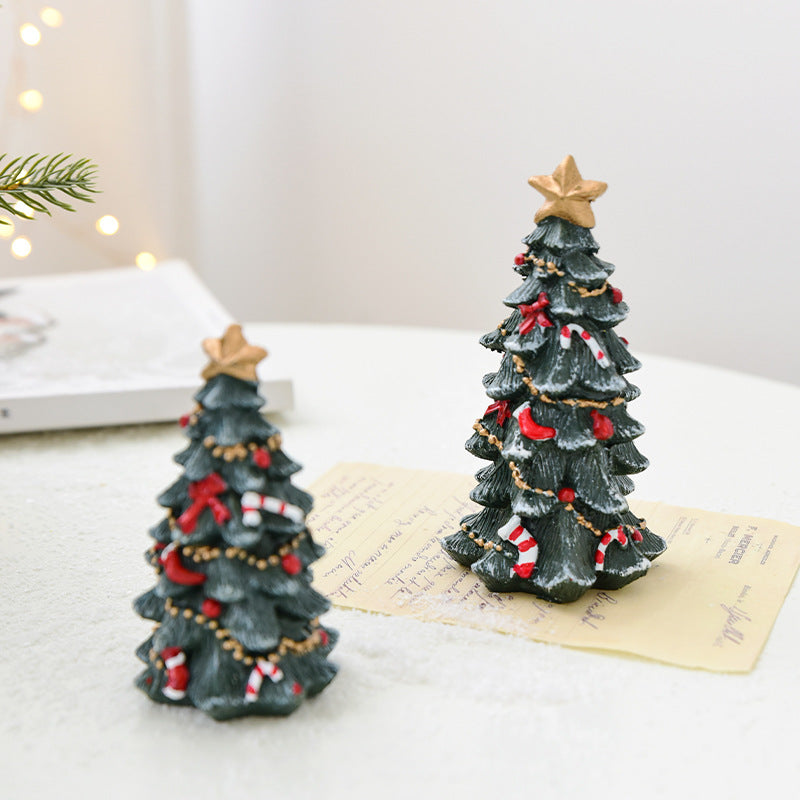 Resin Mini Christmas Tree Desktop Ornament - Small Festive Decoration & Christmas Gift (S/M/L)