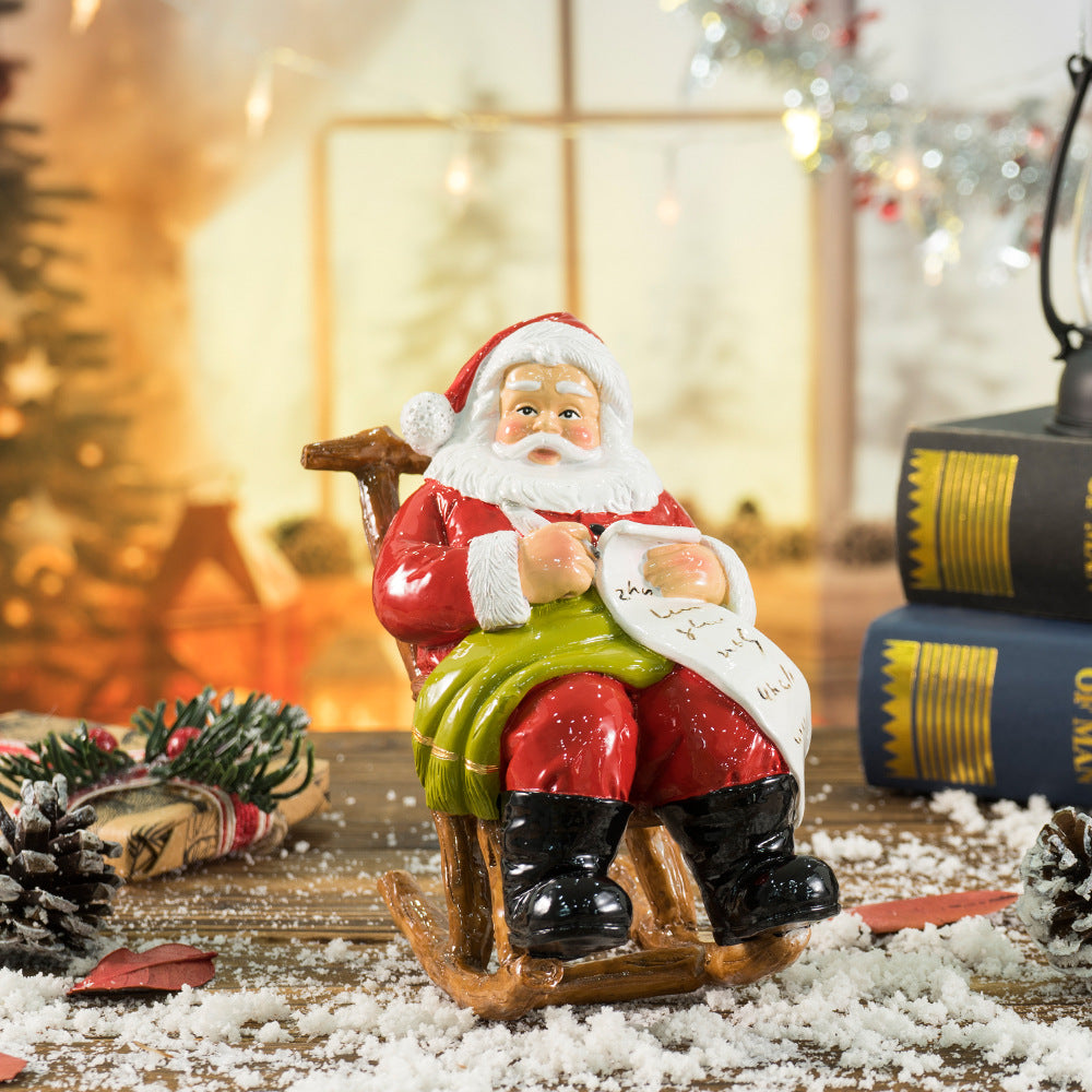Lounge Chair Santa Claus Resin Figurine - Festive Desktop Ornament & Christmas Decoration