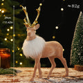 Fuzzy Plush Reindeer Family Christmas Figurine - Festive Cartoon Decoration in 5 Characters