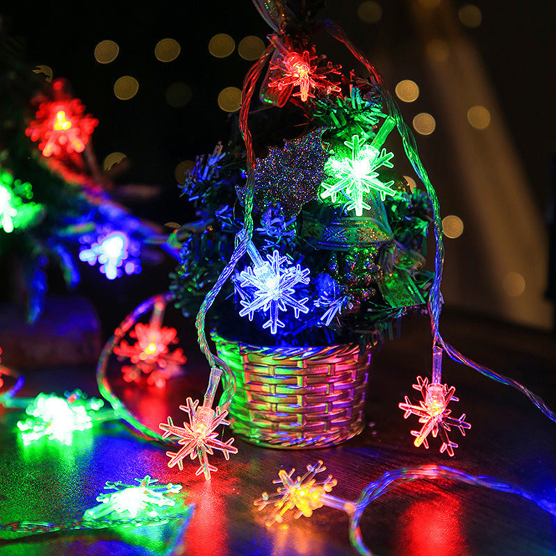 Christmas Snowflake LED String Lights - Colourful Fairy Lights in Battery & USB Versions (1.65m & 3m)