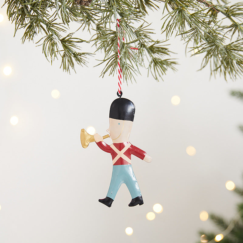 Painted Wrought Iron Christmas Tree Hanging Ornament - Santa, Snowman & Festive Designs