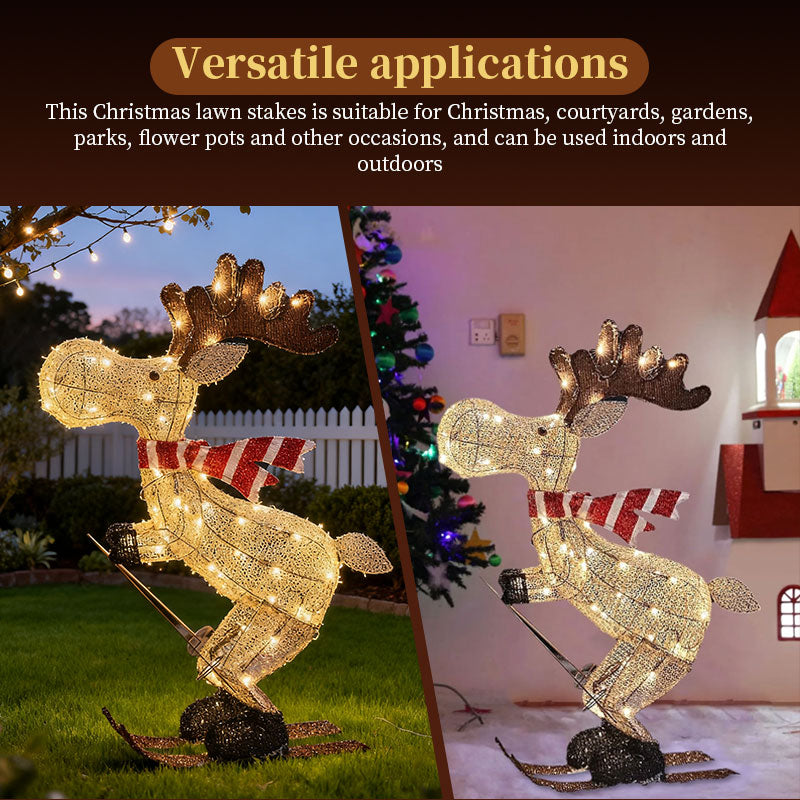 LED Skiing Reindeer Christmas Ornament - Light-Up Garden & Tree Decoration (35x25cm)