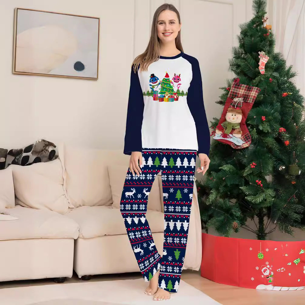 Christmas Tree Deer Print Family Matching Pajama Set Holiday Home Wear Comfortable Sleepwear for Kids and Adults