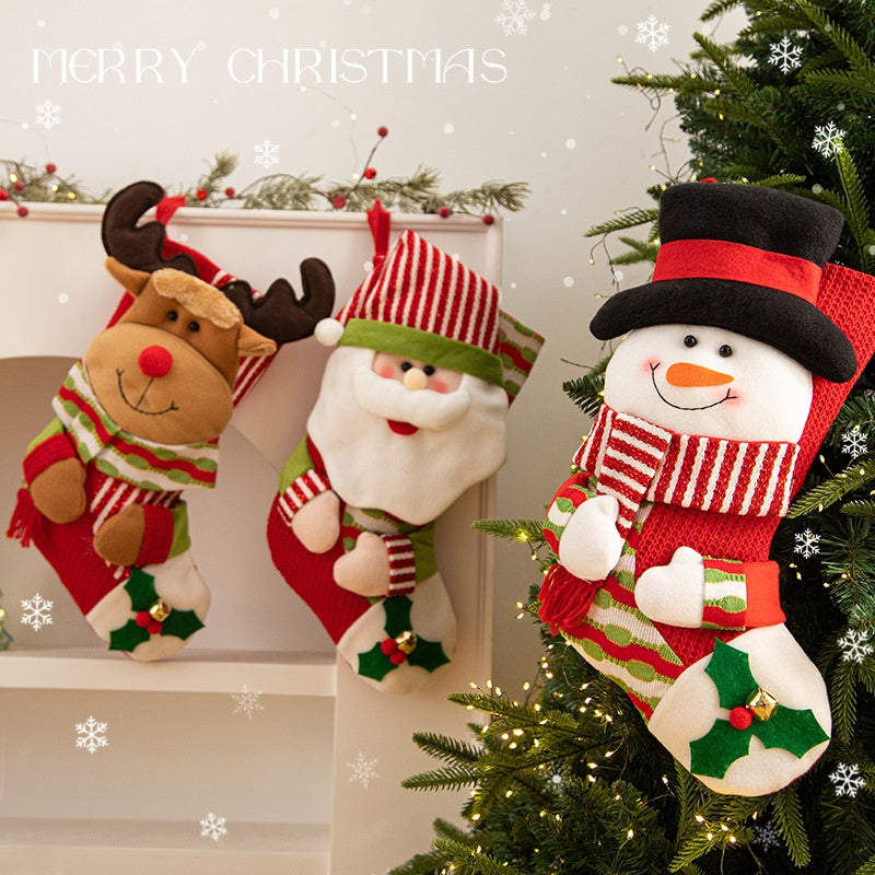 Christmas Stocking Hanging Decoration - Festive Tree & Mantelpiece Ornament in 8 Designs