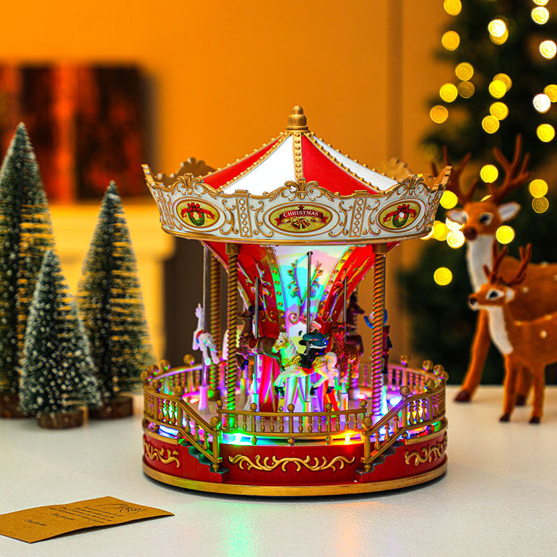 Christmas Carousel Music Box Ornament - Large Luxury Festive Decoration & Gift (27 x 23.5cm)