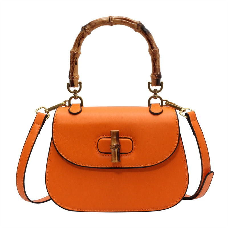 Bamboo Handle Saddle Bag – Retro Handheld & Shoulder Bag for Women