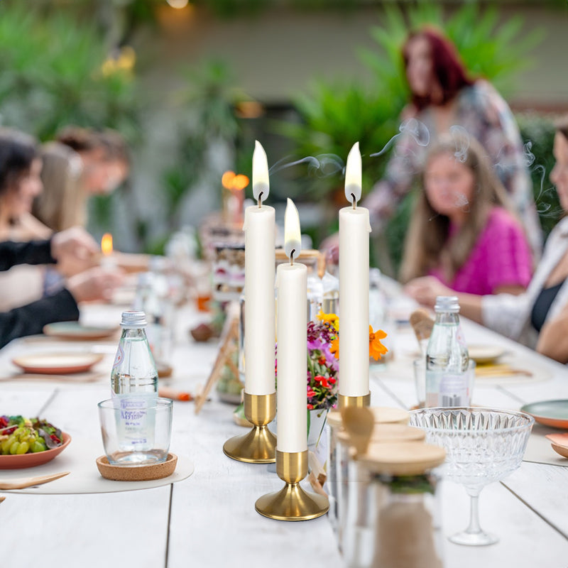 8-Piece Gold Conical Candle Holder Set – Elegant Metal Taper Holders