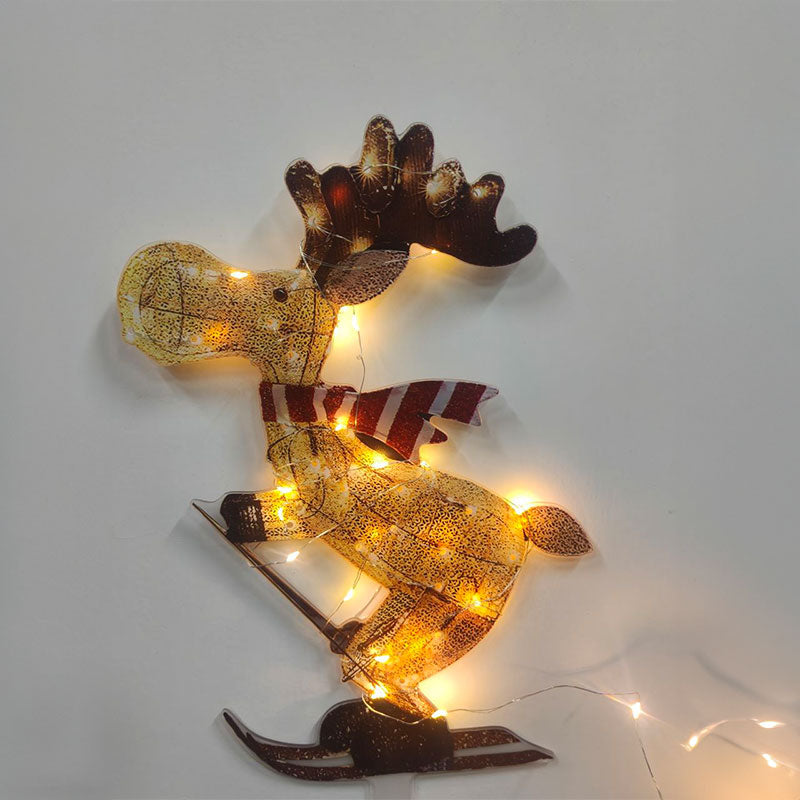 LED Skiing Reindeer Christmas Ornament - Light-Up Garden & Tree Decoration (35x25cm)