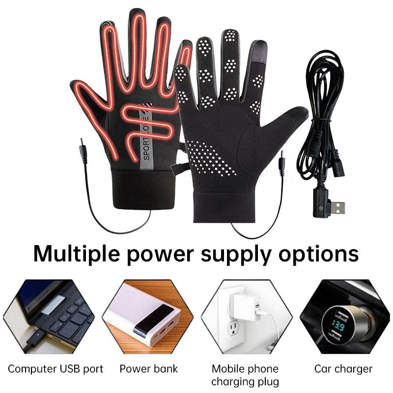 USB Rechargeable Heated Gloves - Anti-Slip Touchscreen Winter Gloves for Men and Women